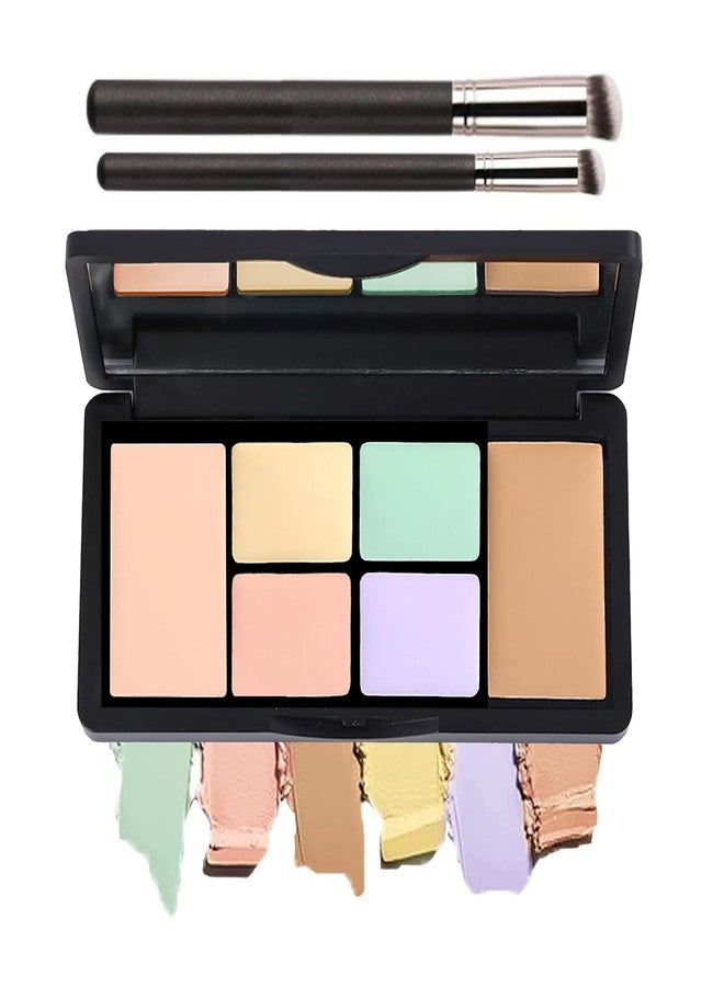 TIRDET 6 Colors Correcting Concealer Palette, 6 In 1 Contour Palette with 2 Packs Brush, Makeup Palette Contouring Foundation Color Corrector Palette, Color Corrector for Dark Circles, Blemish, Acne - Image 1
